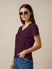 Wine Plain V-Neck Regular Fit T-Shirt