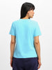 Ice-Blue Plain Regular Fit T-Shirt