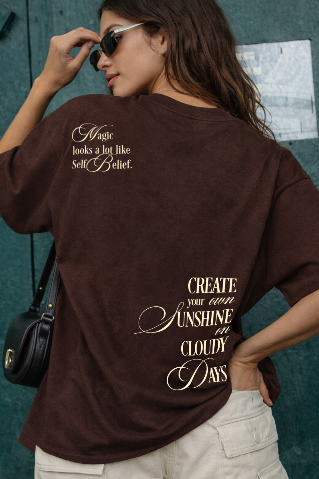 Sunshine Brown Oversized Graphic Printed T-Shirt