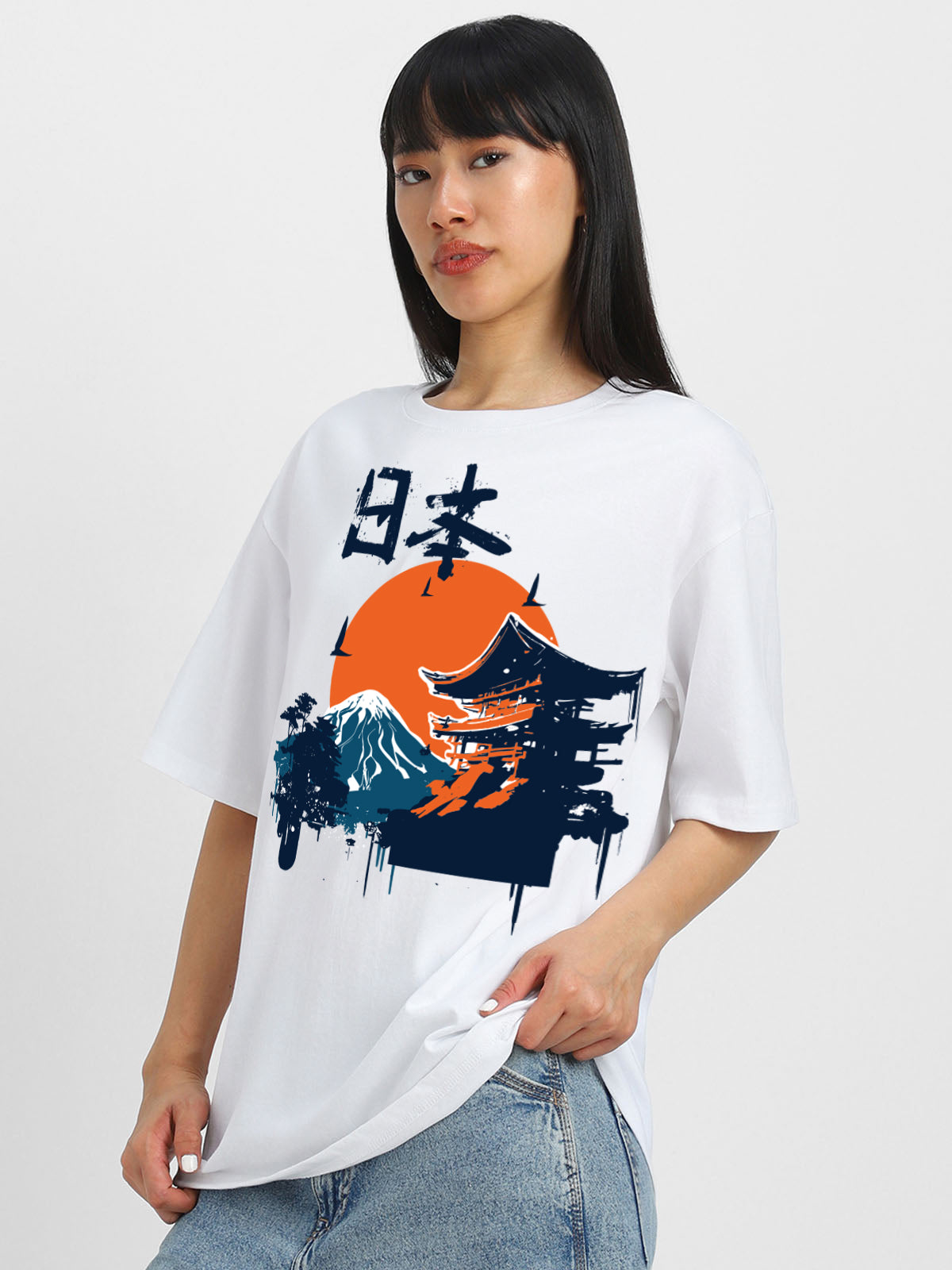 Nature White Oversized Graphic T-Shirt