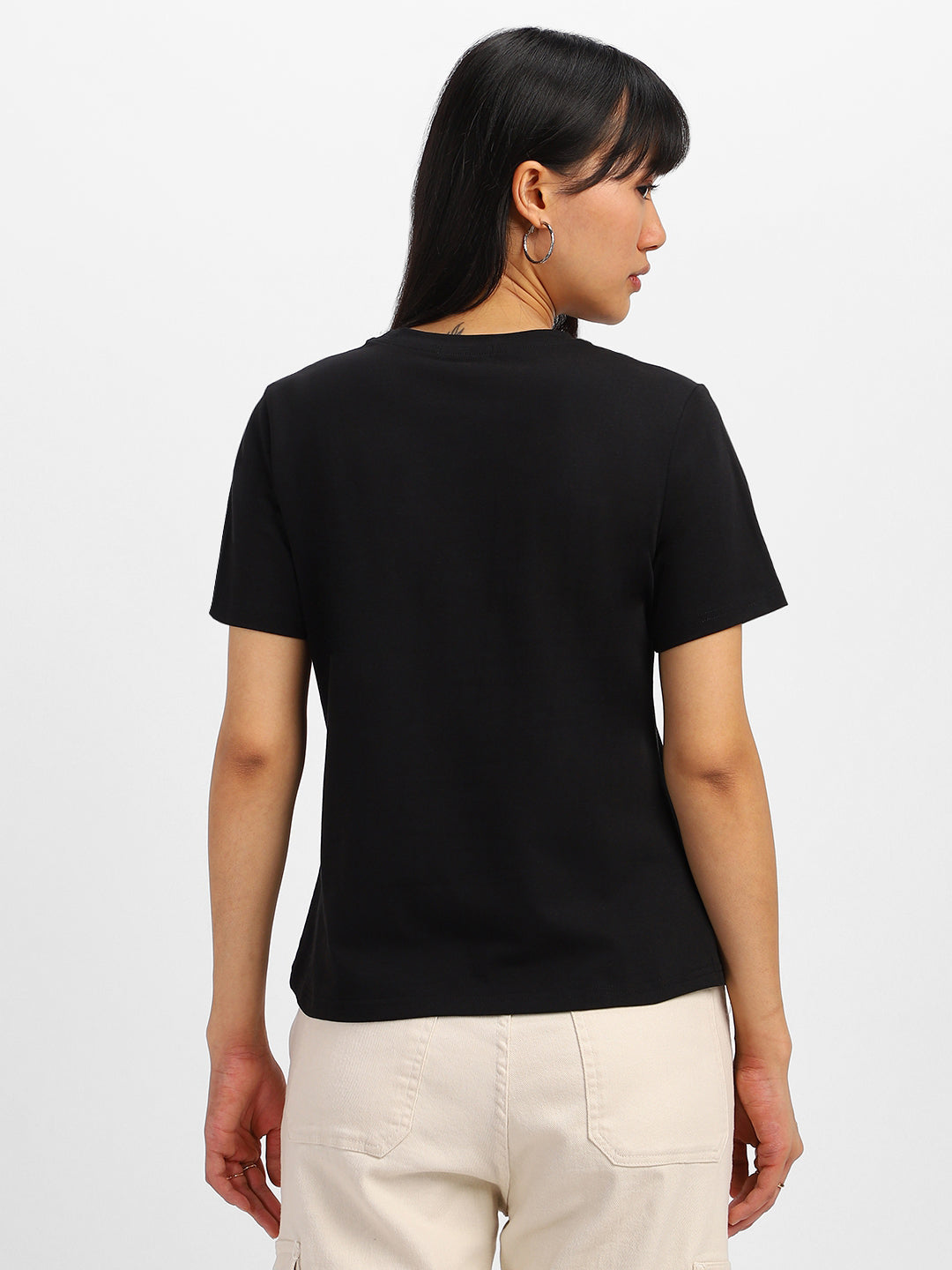 Black Plain Regular Fit T-Shirt
