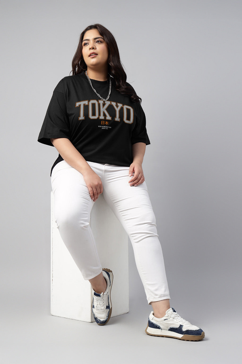 Tokyo Black Plus Size Printed T-shirt