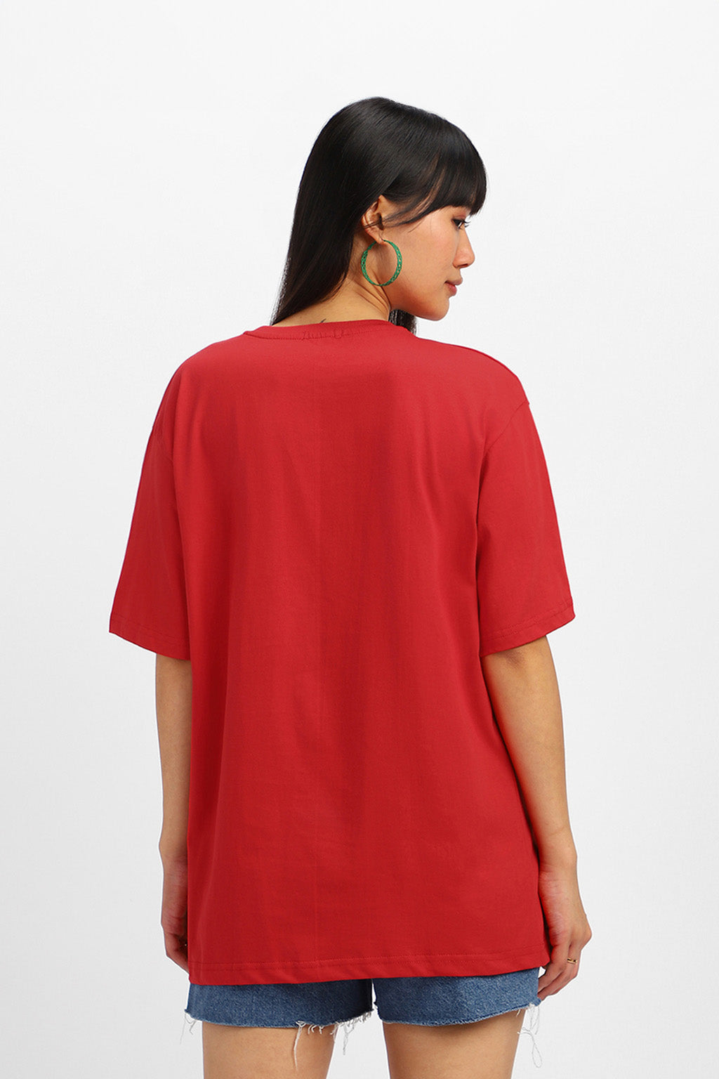 Star War Red Oversized Front Typo Graphic Printed T-Shirt