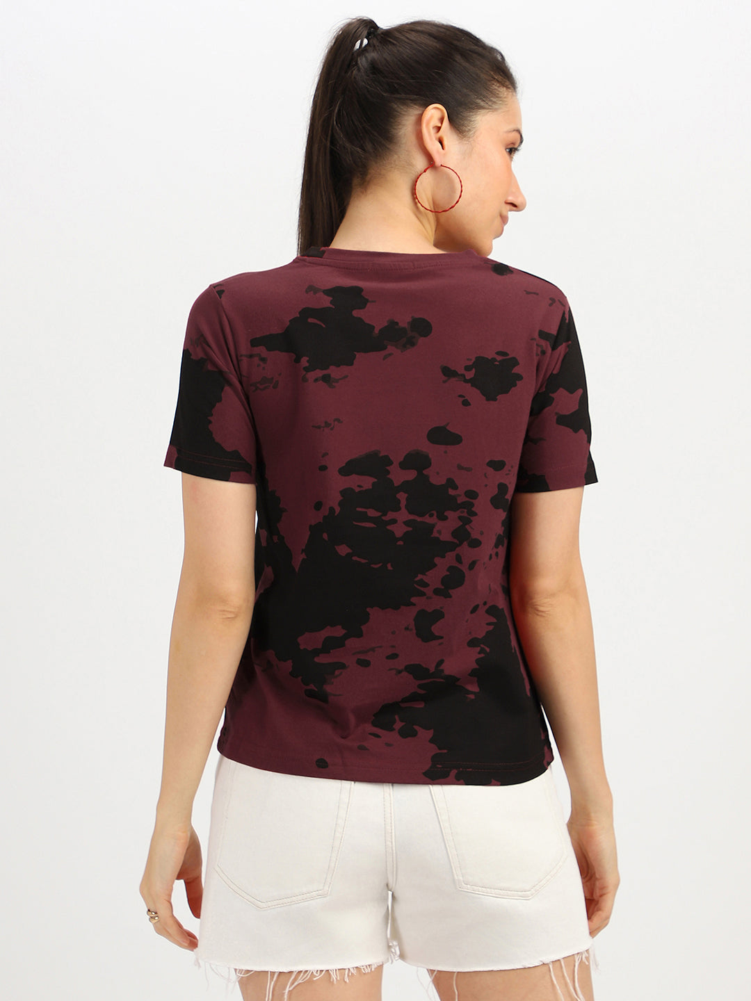 Maroon Regular Fit Graphic T-Shirt