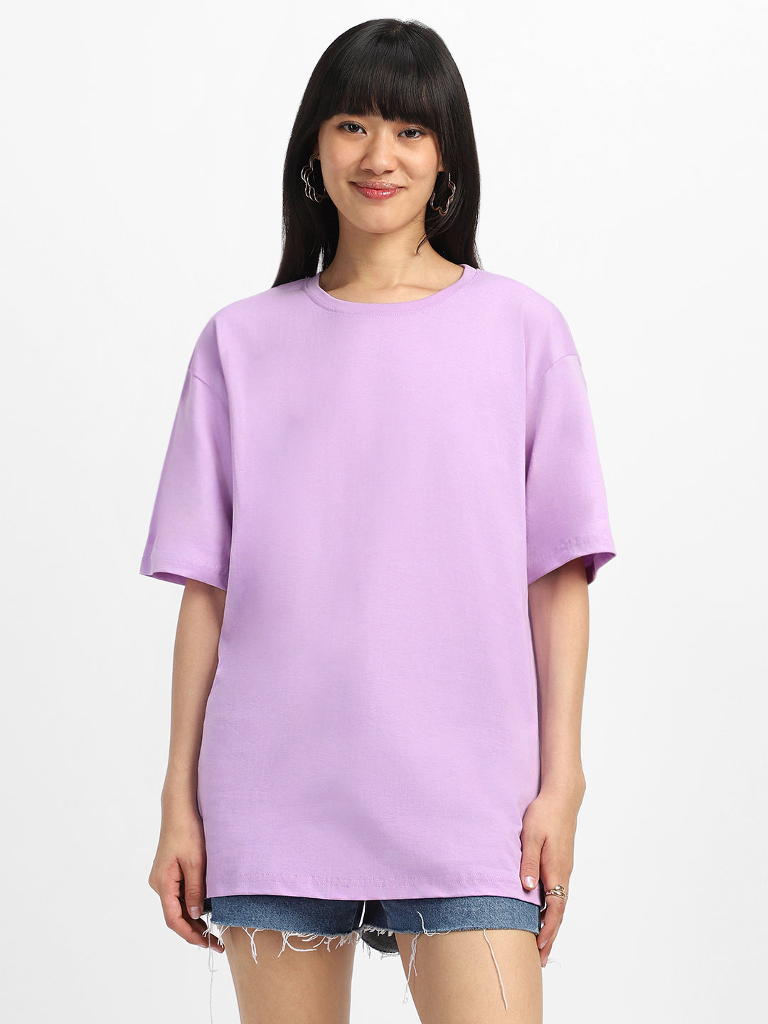 Lilac Plain Oversized T-Shirt