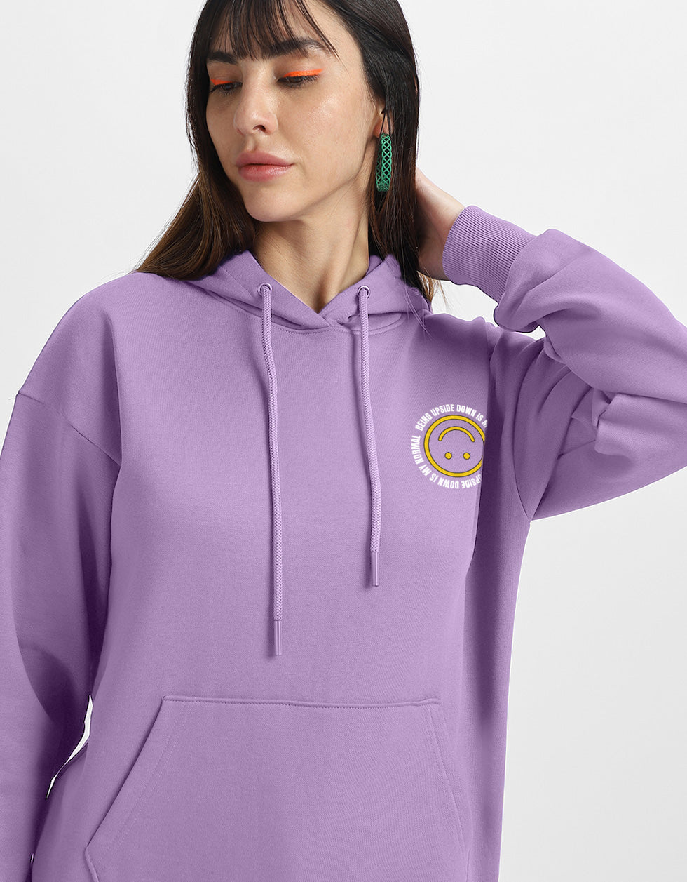 Upside Down Printed Lilac Regular Fit Hoodie