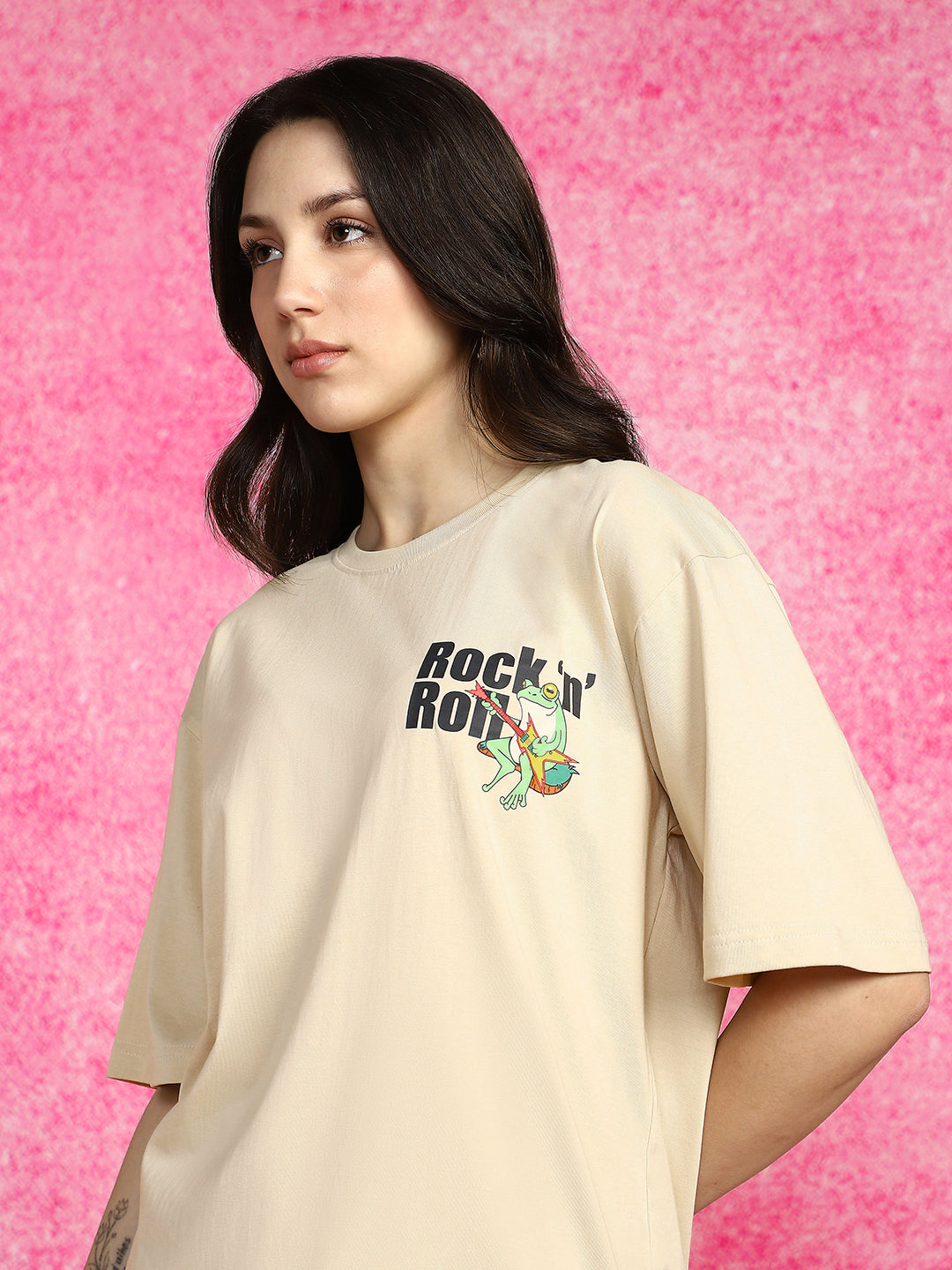 Rock & Roll Swanwhite Oversized Graphic T-Shirt
