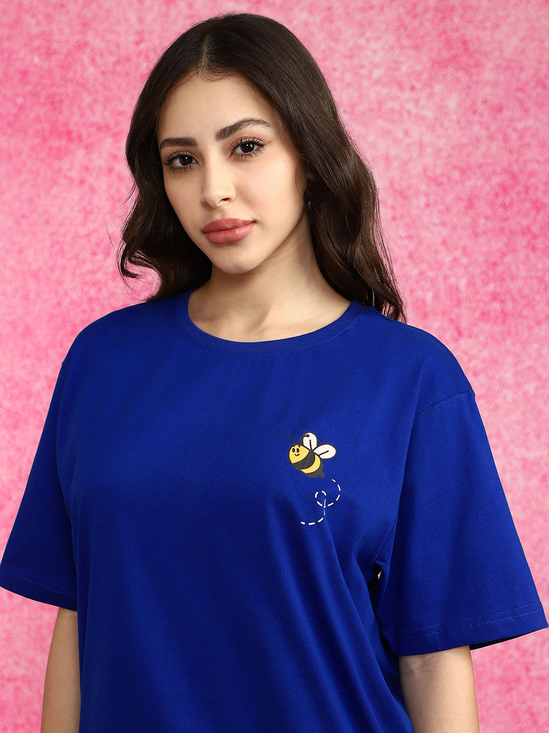 Rock And Roll Royal Blue Oversized Fit Graphic T-Shirt