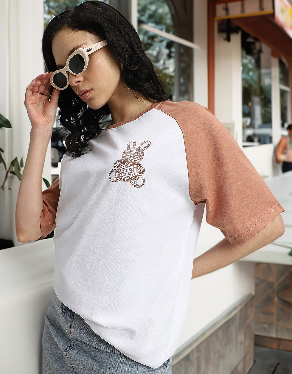 Teddy White Oversized Graphic T-Shirt