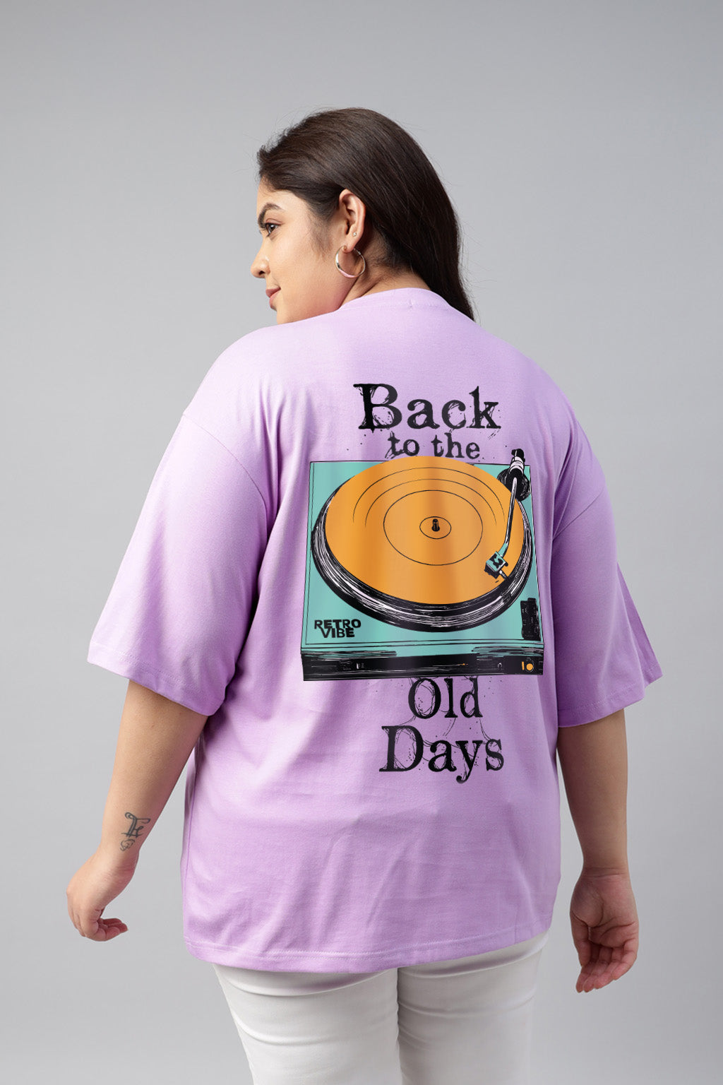 Back To Old Days Lilac Plus Size Printed T-shirt
