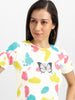 Butterfly White Tie-Dye Printed Crop-Top