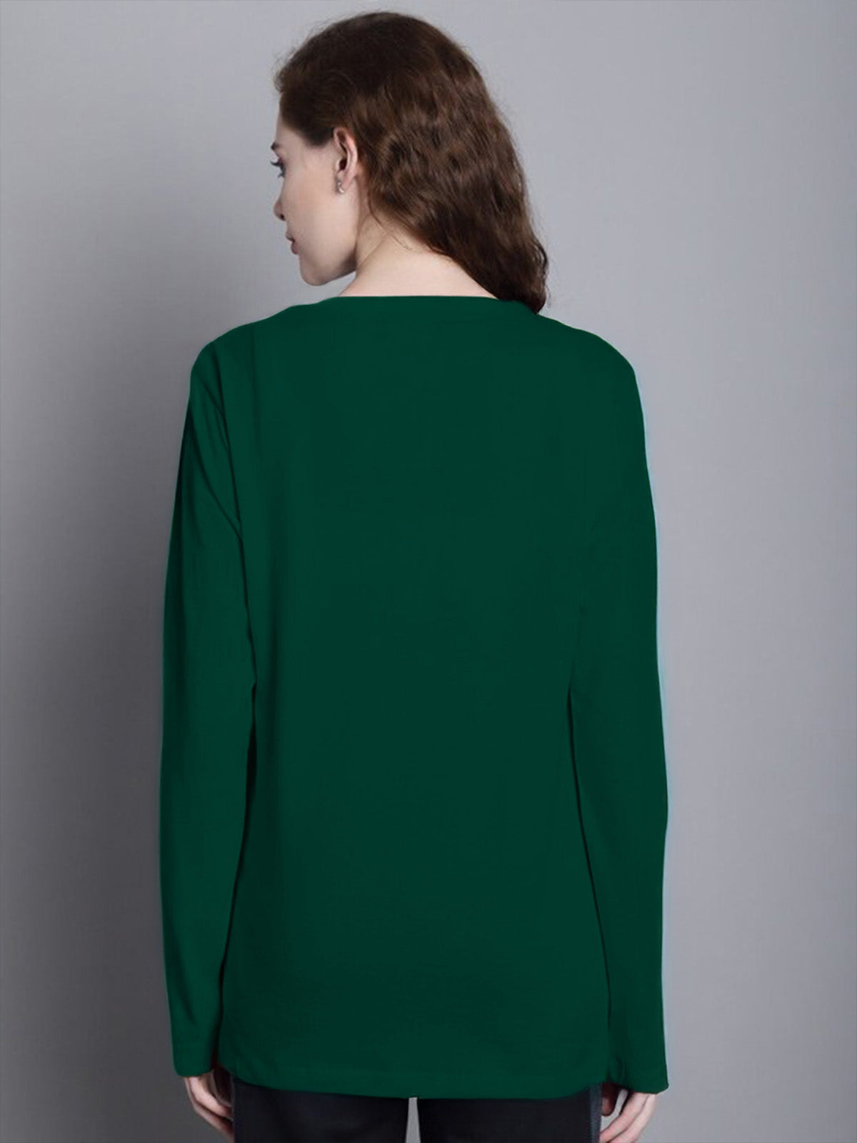 Green Plain Full Sleeve Regular Fit T-Shirt