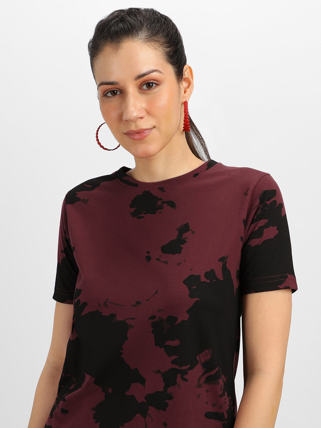 Maroon Regular Fit Graphic T-Shirt