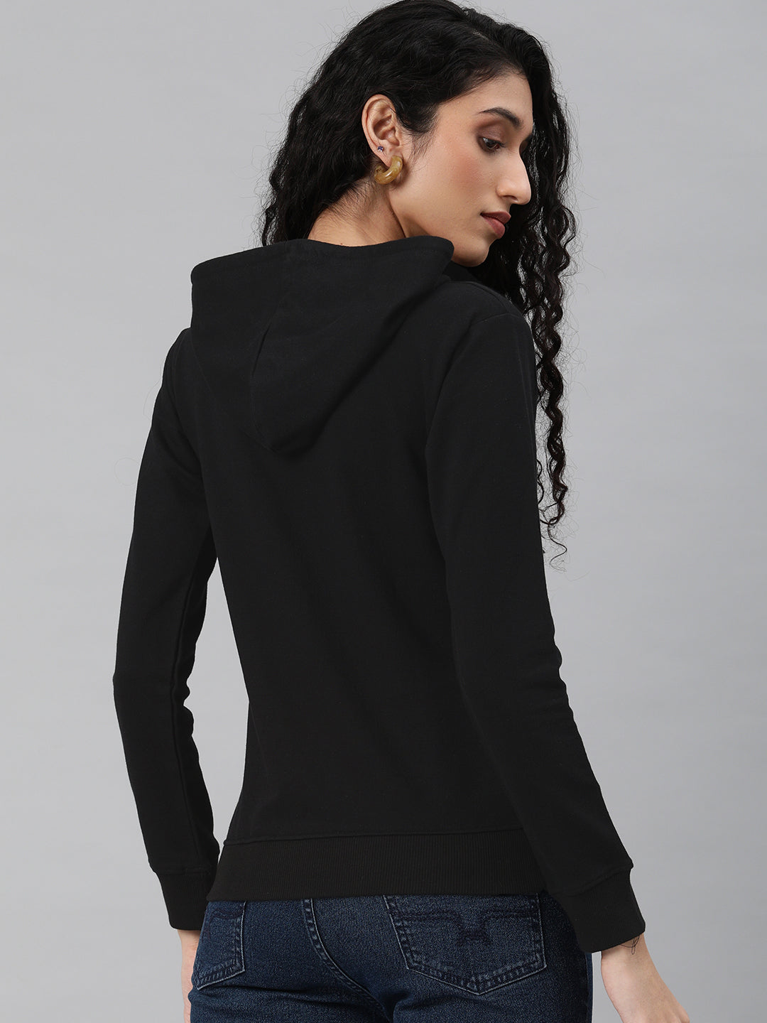 Plain Black Regular Fit Hoodie