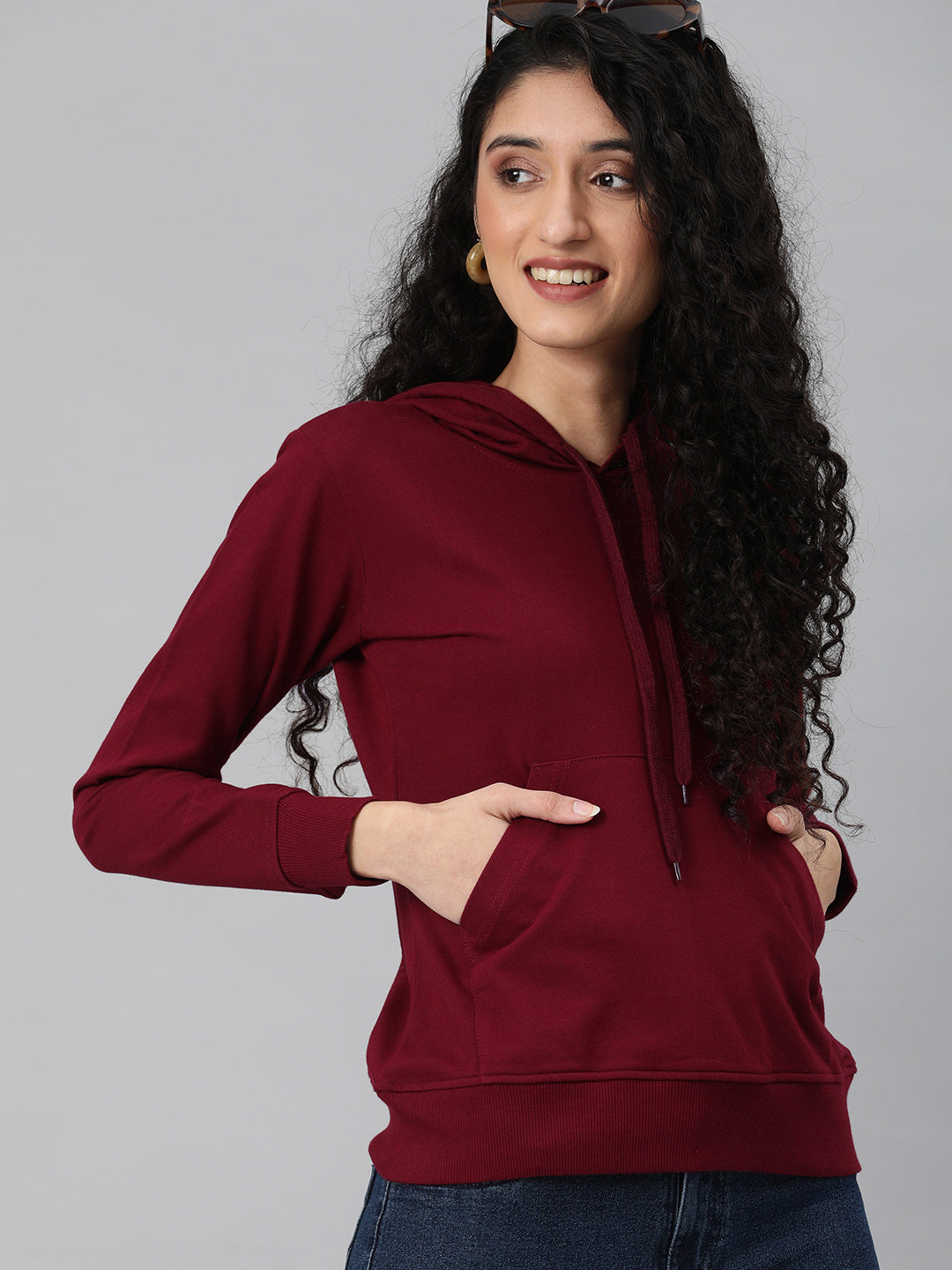 Plain Maroon Regular Fit Hoodie