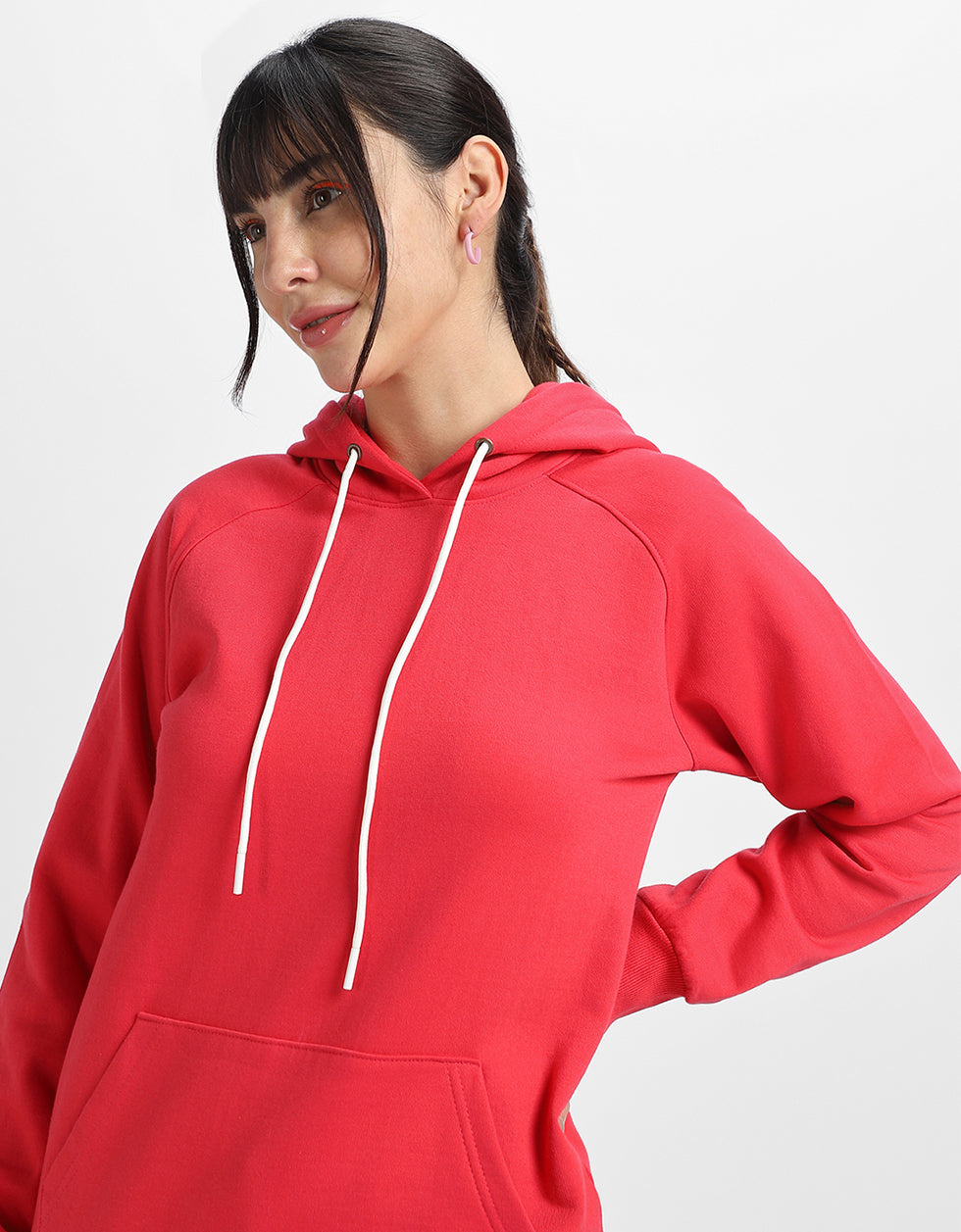 Plain Magenta Regular Fit Hoodie
