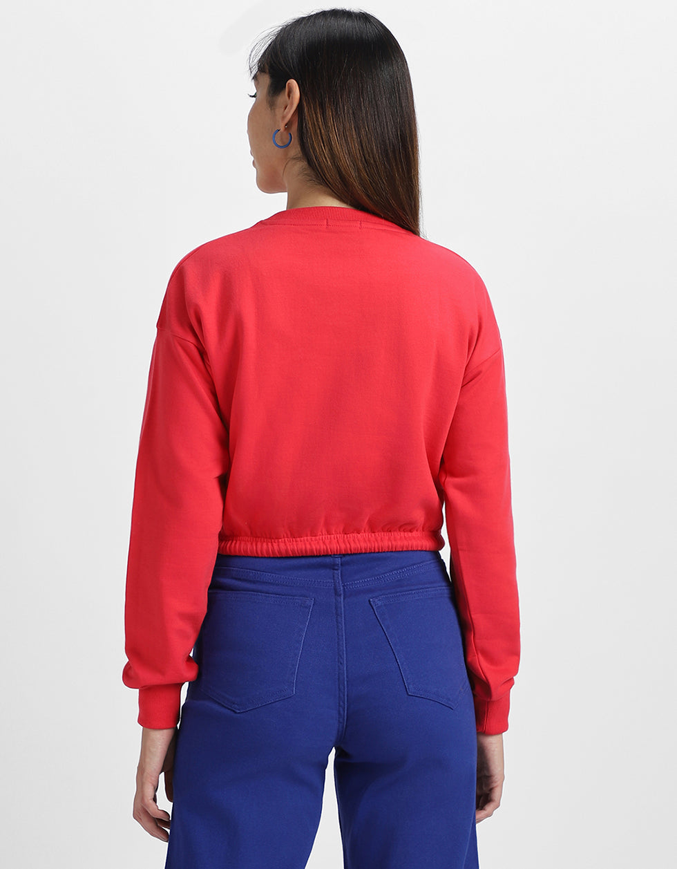 Plain Magenta Oversized Cropped Sweatshirt