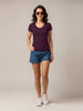 Wine Plain V-Neck Regular Fit T-Shirt