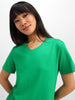 Anthra Green Plain V-Neck Regular Fit T-Shirt