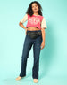 Youth Culture Magenta Graphic Printed Crop-Top