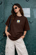 Sunshine Brown Oversized Graphic Printed T-Shirt
