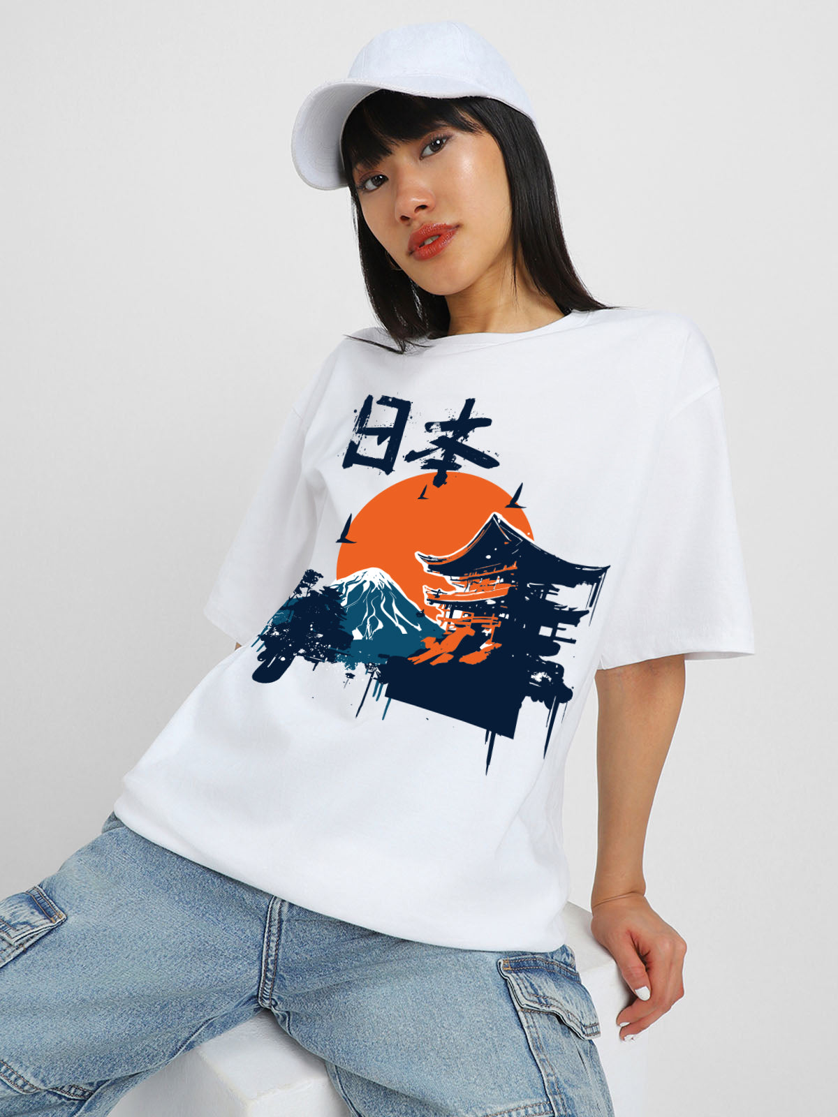 Nature White Oversized Graphic T-Shirt