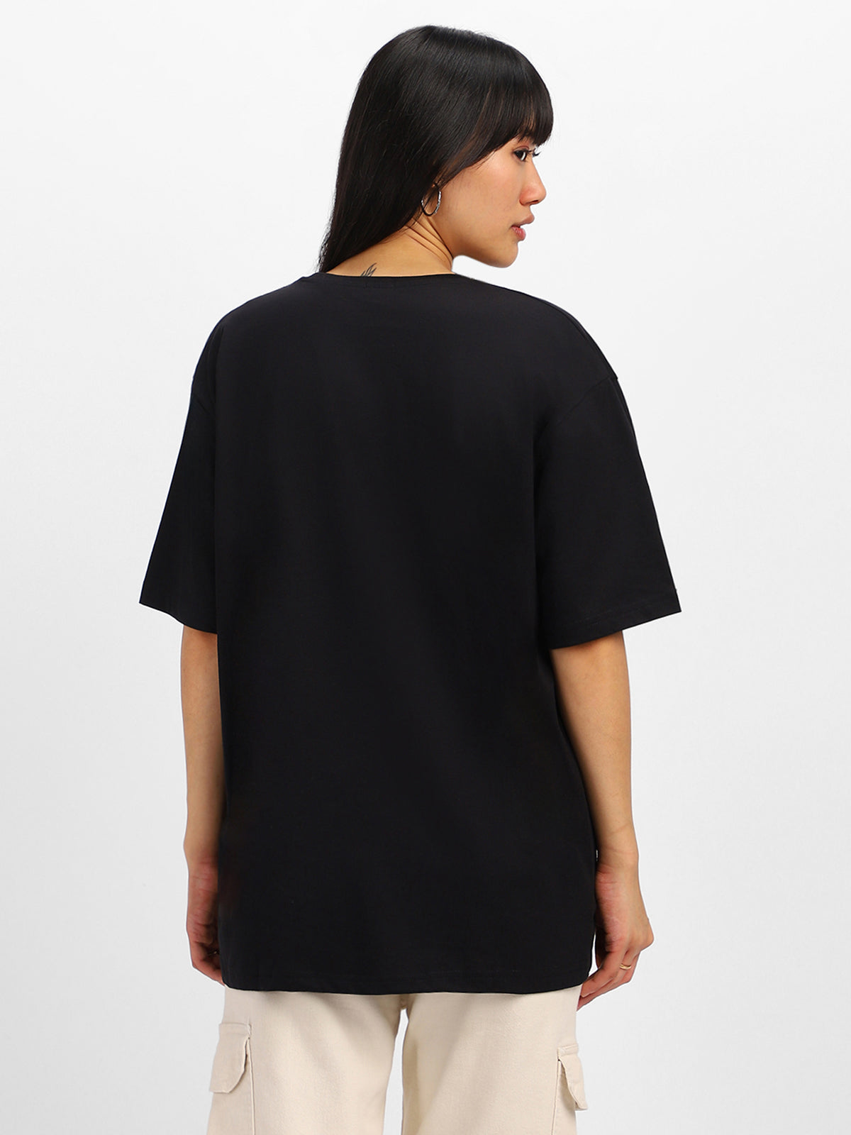 Queens Black Oversized Graphic T-Shirt
