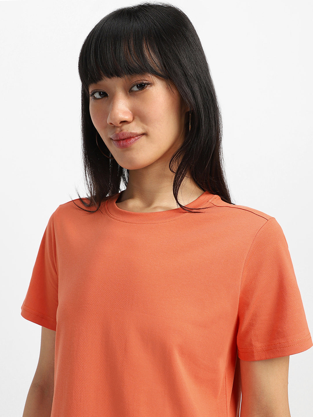 Orange Plain Regular Fit T-Shirt