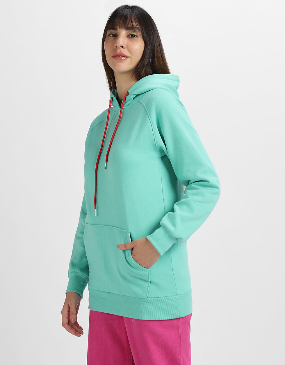Plain Green Regular Fit Hoodie