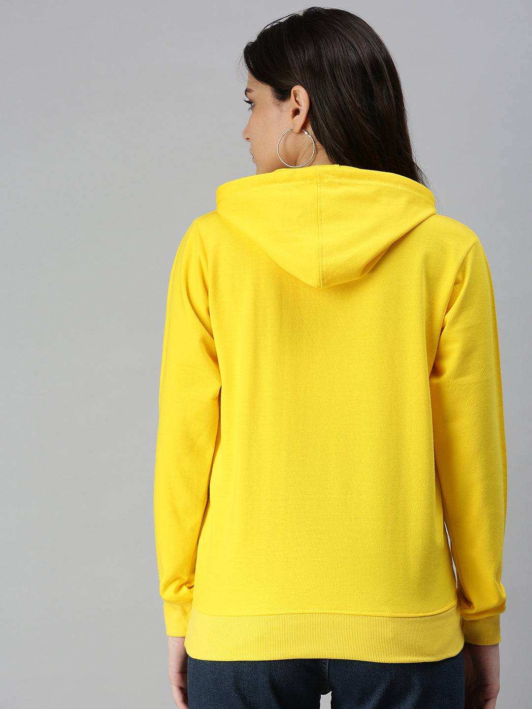 Plain Lemon Yellow Regular Fit Hoodie