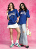 Seoul Royal Blue Oversized Fit Graphic T-Shirt