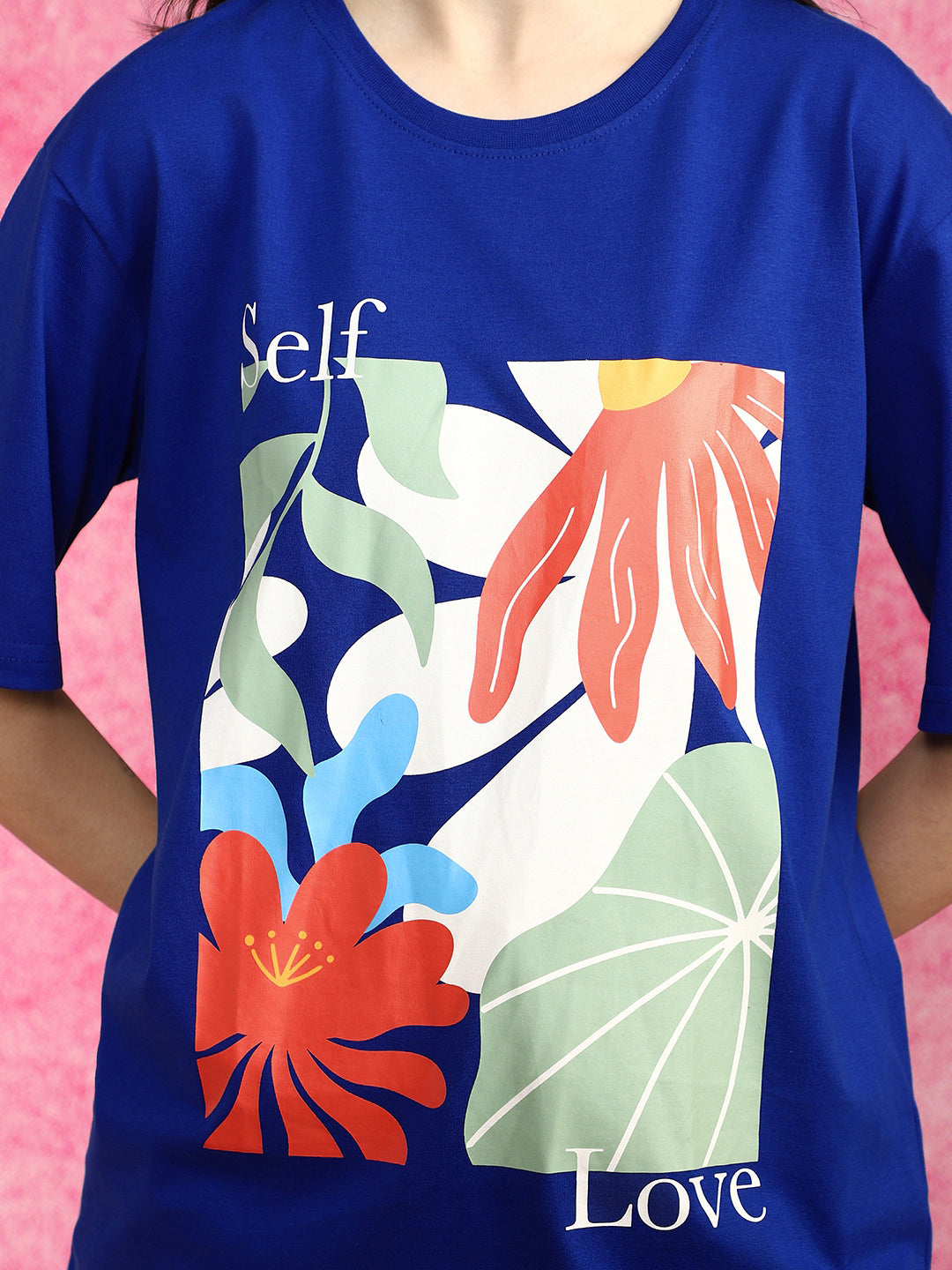 Self Love Royal Blue Oversized Fit Graphic T-Shirt
