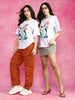 You Loved  White Graphic Printed Oversized T-Shirt