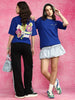 Be Happy Royal Blue Oversized Fit Graphic T-Shirt