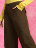 Brown Plain 5 Pocket Straight Fit Woven Cargo