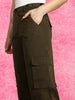 Brown Structured 5 Pocket Straight Fit Woven Cargo