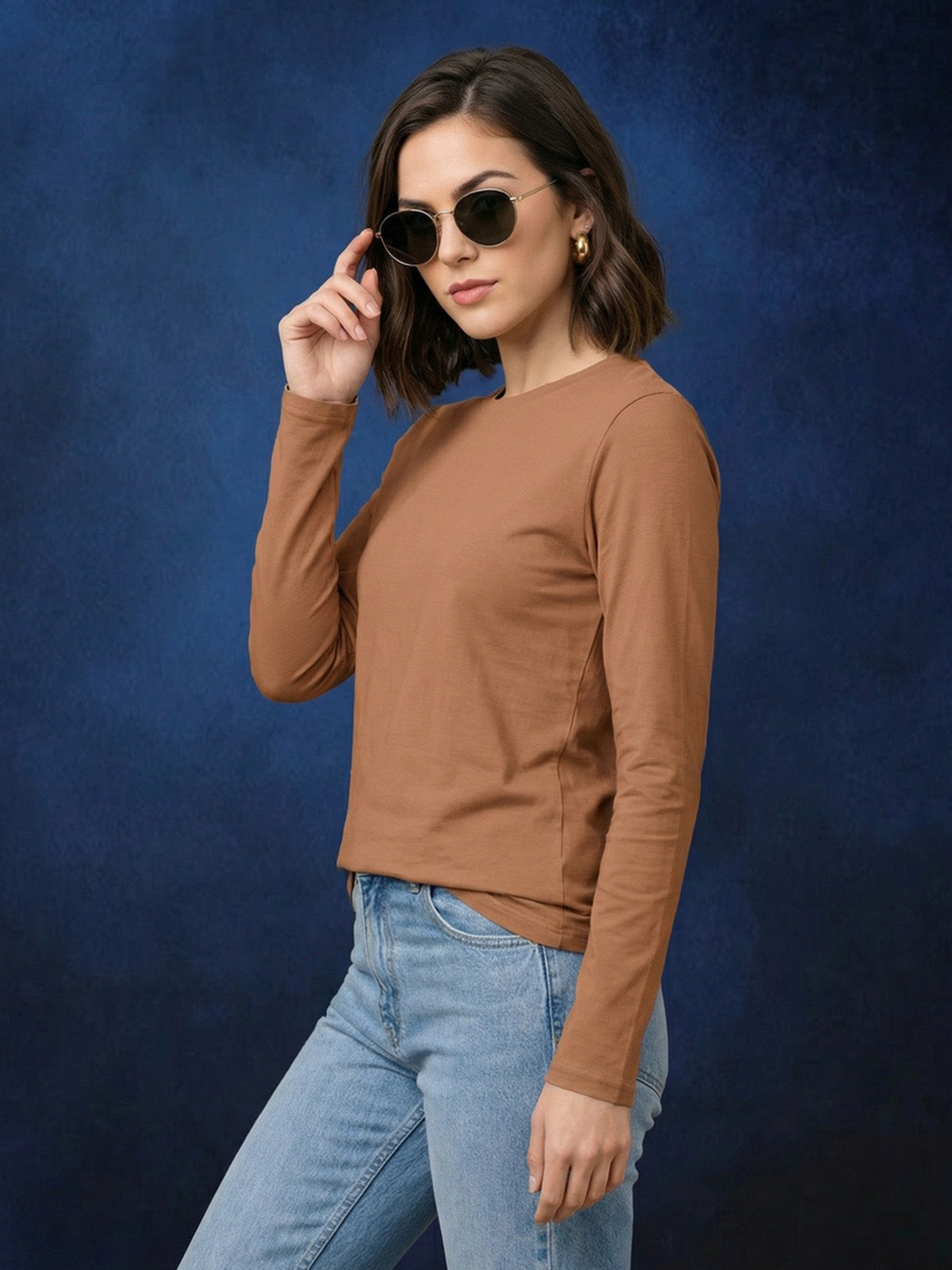 Cork Plain Full Sleeve Regular Fit T-Shirt
