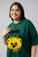 Good Vibes Green Plus Size Printed T-shirt