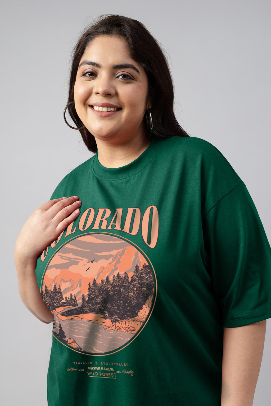 Colorado Green Plus Size Printed T-shirt