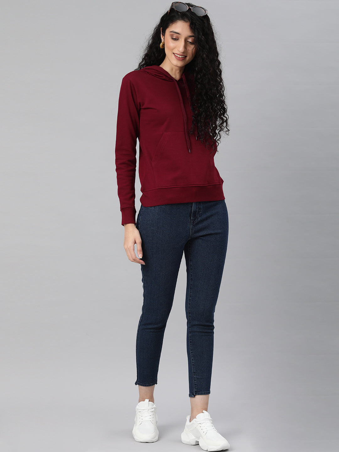 Plain Maroon Regular Fit Hoodie