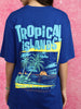 Tropical Island Royal Blue Oversized Fit Puff Printed T-Shirt
