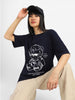 Break Rules Navy Graphic Printed Oversized T-Shirt