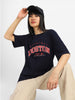 Boston Navy Graphic Printed Oversized T-Shirt