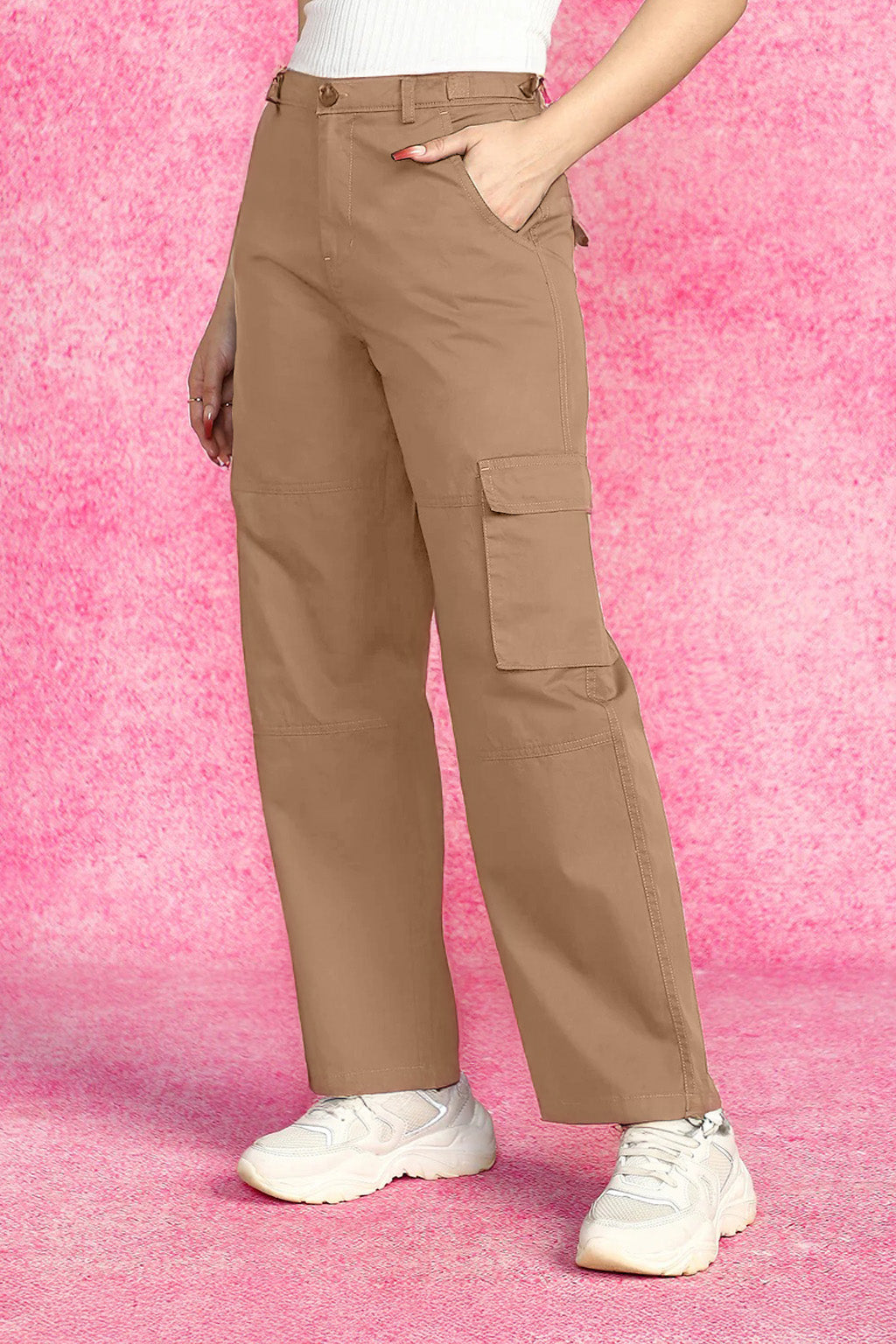 Taupe Structured 5 Pocket Straight Fit Woven Cargo