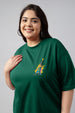 Rock And Roll Green Printed Plus Size T-shirt