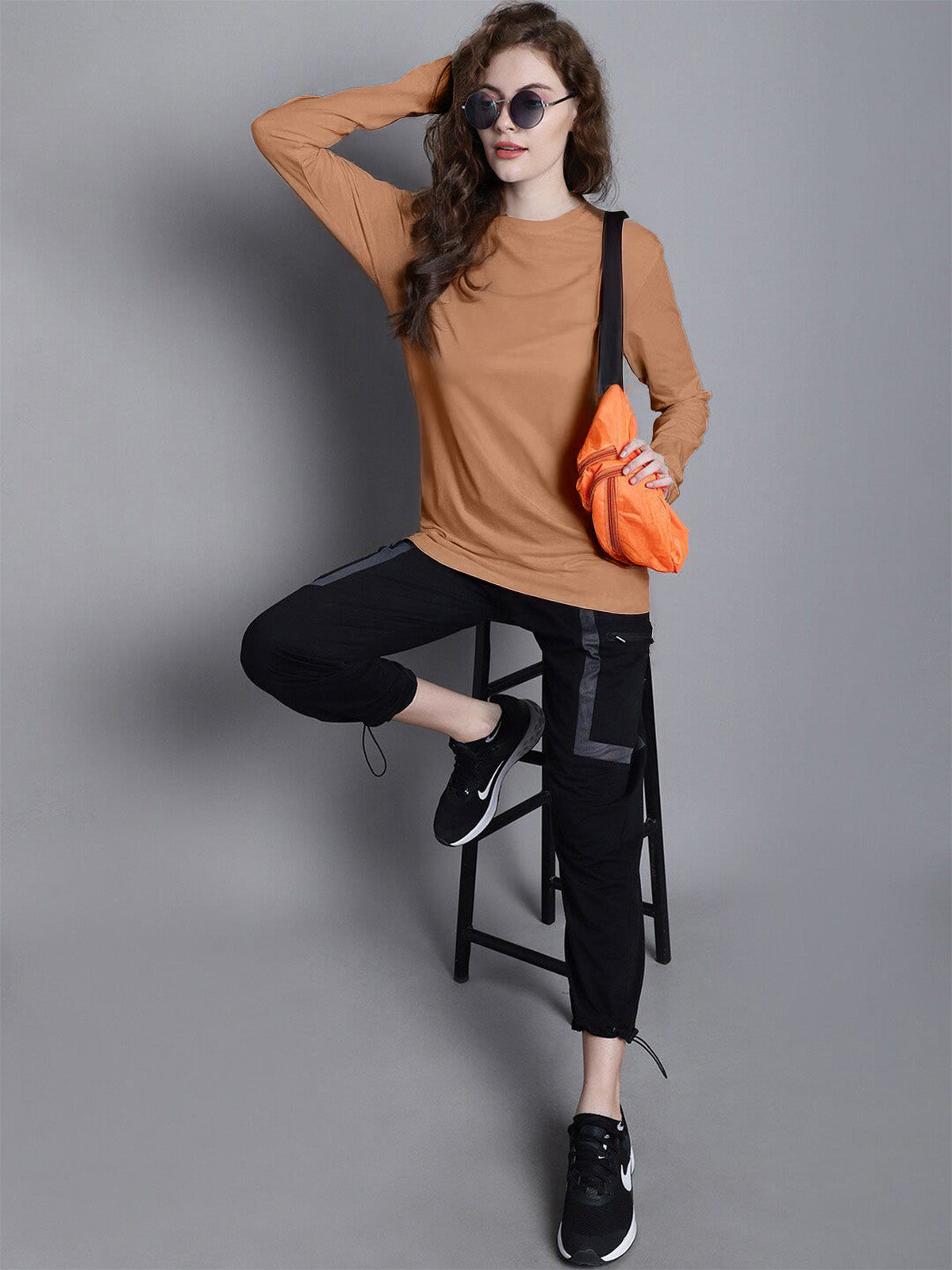 Cork Plain Full Sleeve Regular Fit T-Shirt