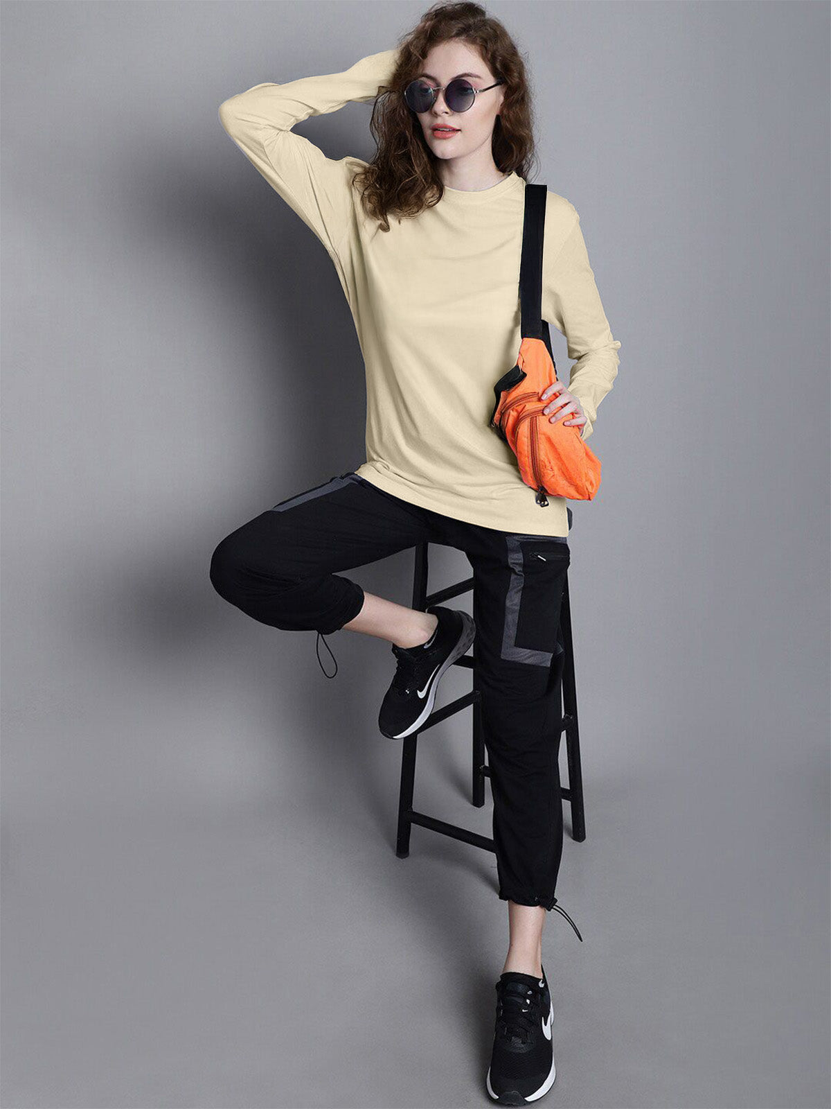 Swan White Plain Full Sleeve Regular Fit T-Shirt