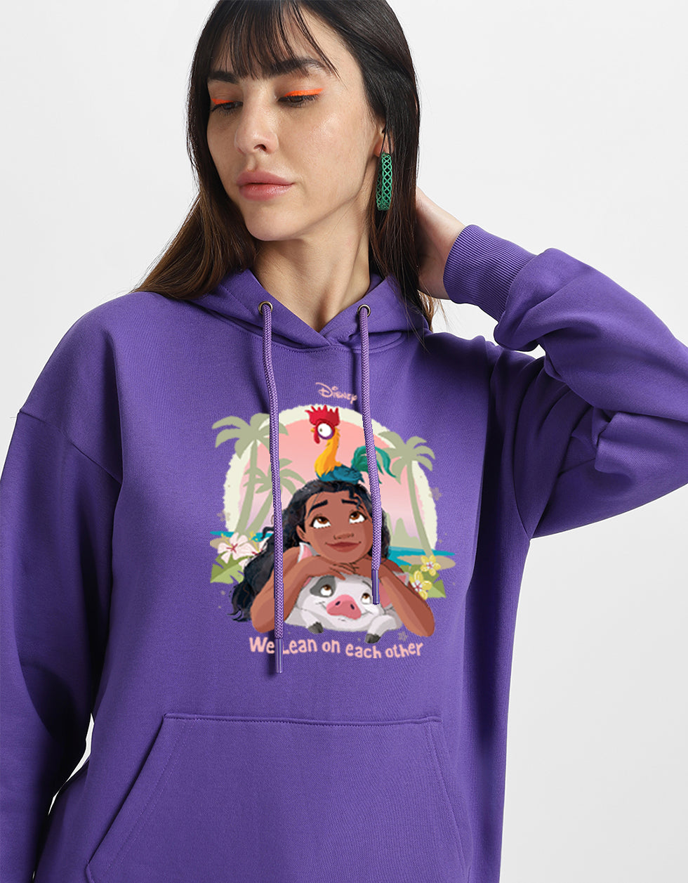 Moana Printed Blue Oversized Hoodie