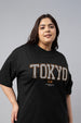 Tokyo Black Plus Size Printed T-shirt