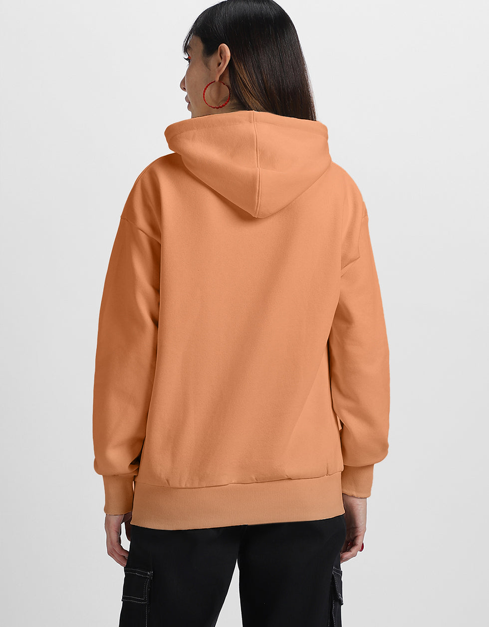 Juneberry Original Orange Graphic Printed Oversized Hoodie